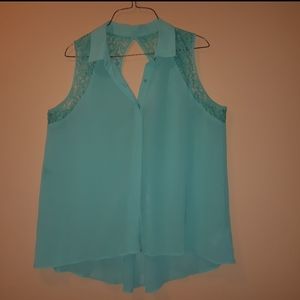 🌟🌟Forever 21 Green Sleeveless Blouse with Lace
